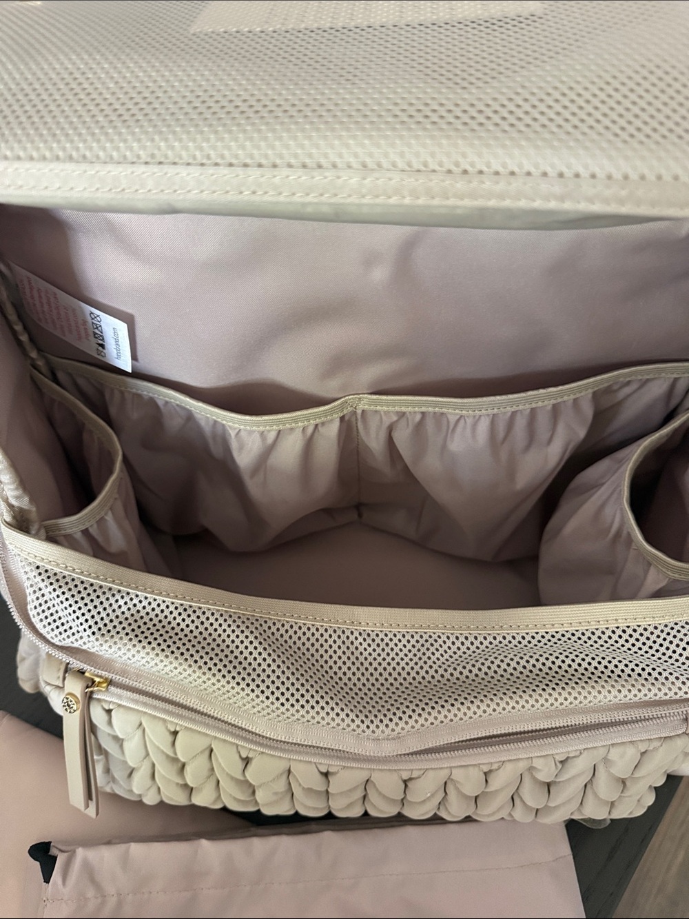 Quilted Diaper Backpack in Beige - Picture 11 of 14